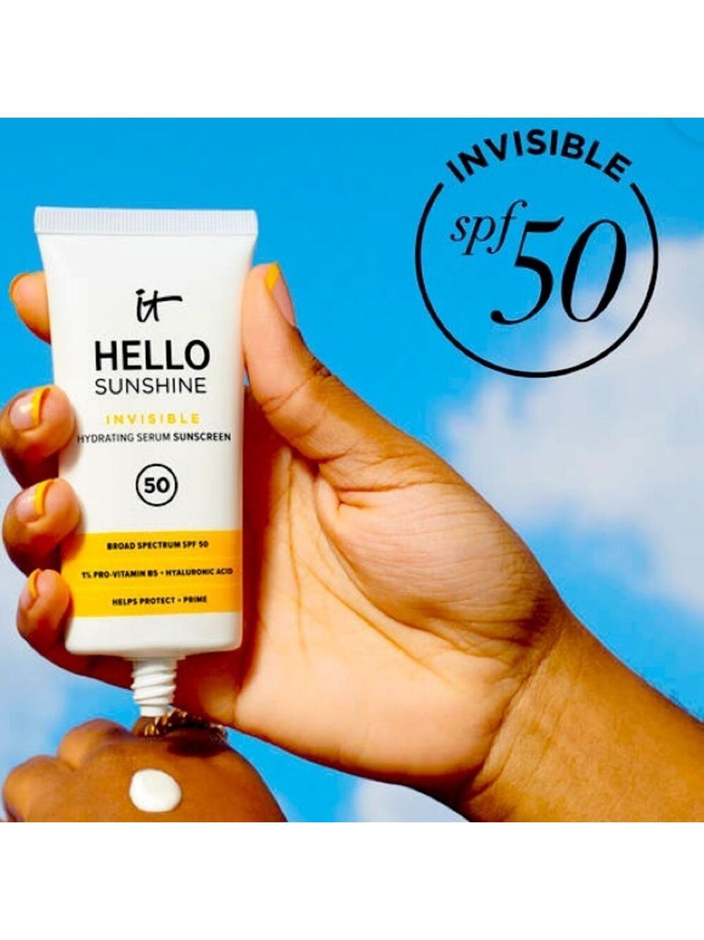 NWT IT COSMETICS HELLO SUNSHINE INVISIBLE SPF 50 FACE SUNSCREEN Serum Primer